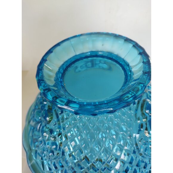 Vintage Aqua Blue Waffle Della Robbia Fruit Panel Glass Punch or Serving Bowl - Picture 6 of 16